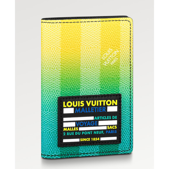 Louis Vuitton Gradient Green Damier Stripes Patch Logo Pocket Organizer Wallet - Picture 1 of 11